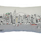 24" White Hong Kong Daylight Skyline Lumbar Decorative Pillow