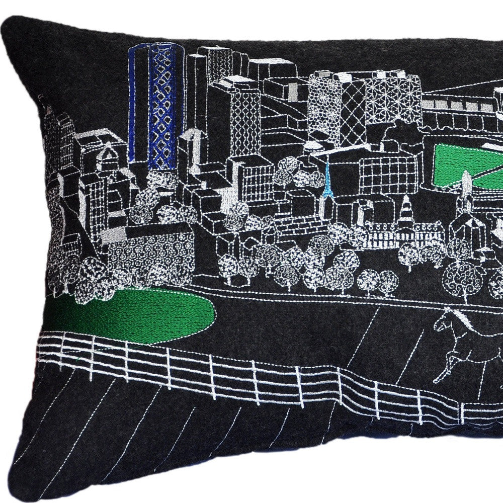 24" Black Lexington Nighttime Skyline Lumbar Decorative Pillow