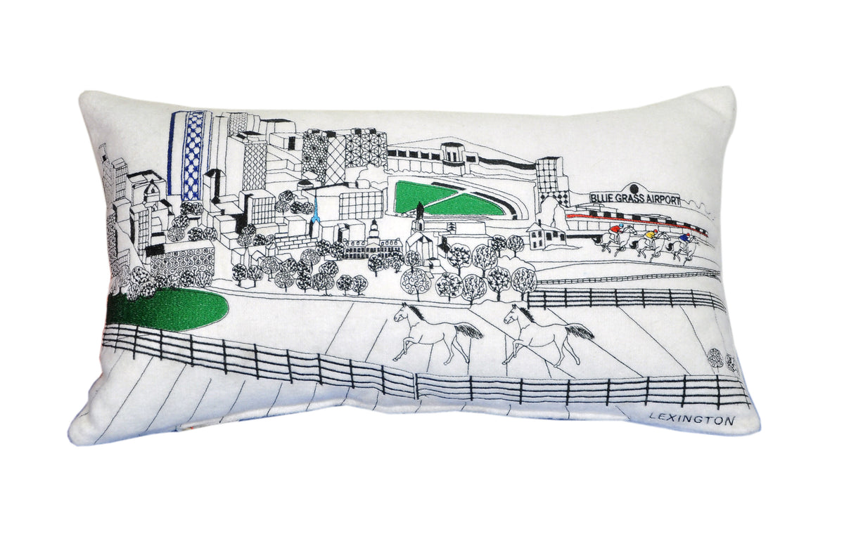 24" White Lexington Daylight Skyline Lumbar Decorative Pillow