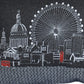 24" Black and White London Nighttime Skyline Lumbar Decorative Pillow
