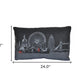 24" Black and White London Nighttime Skyline Lumbar Decorative Pillow