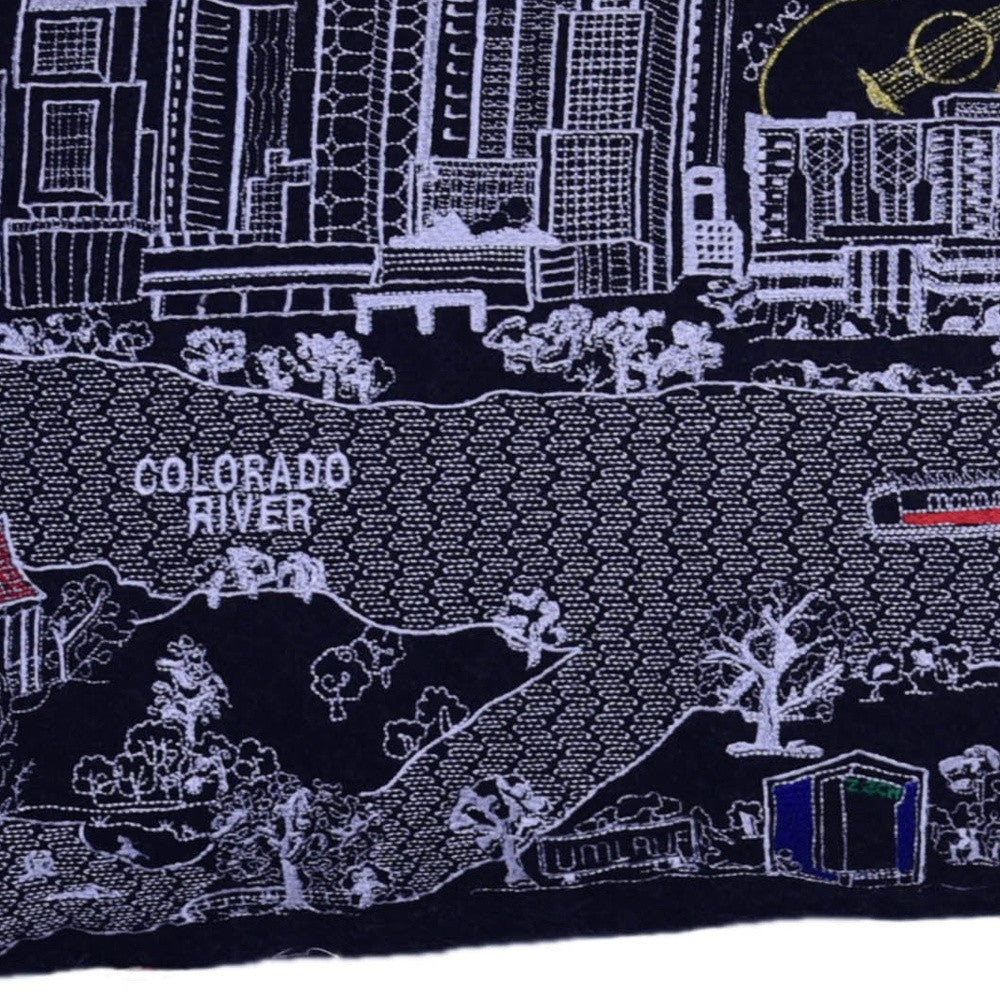 35" Black Austin Nighttime Skyline Lumbar Decorative Pillow