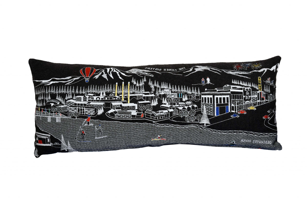 35" Black Bend Nighttime Skyline Lumbar Decorative Pillow