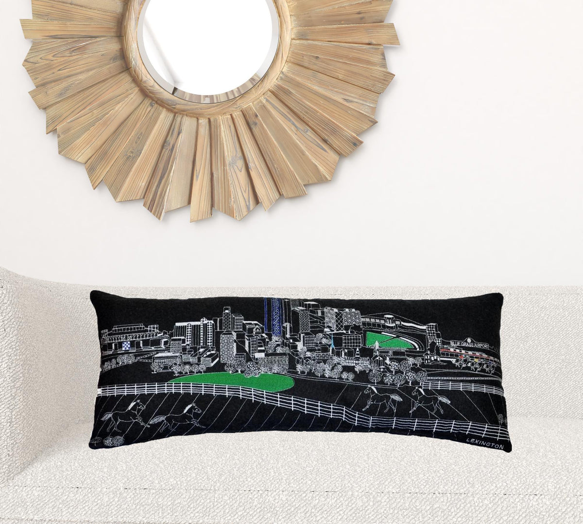 35" Black Lexington Nighttime Skyline Lumbar Decorative Pillow