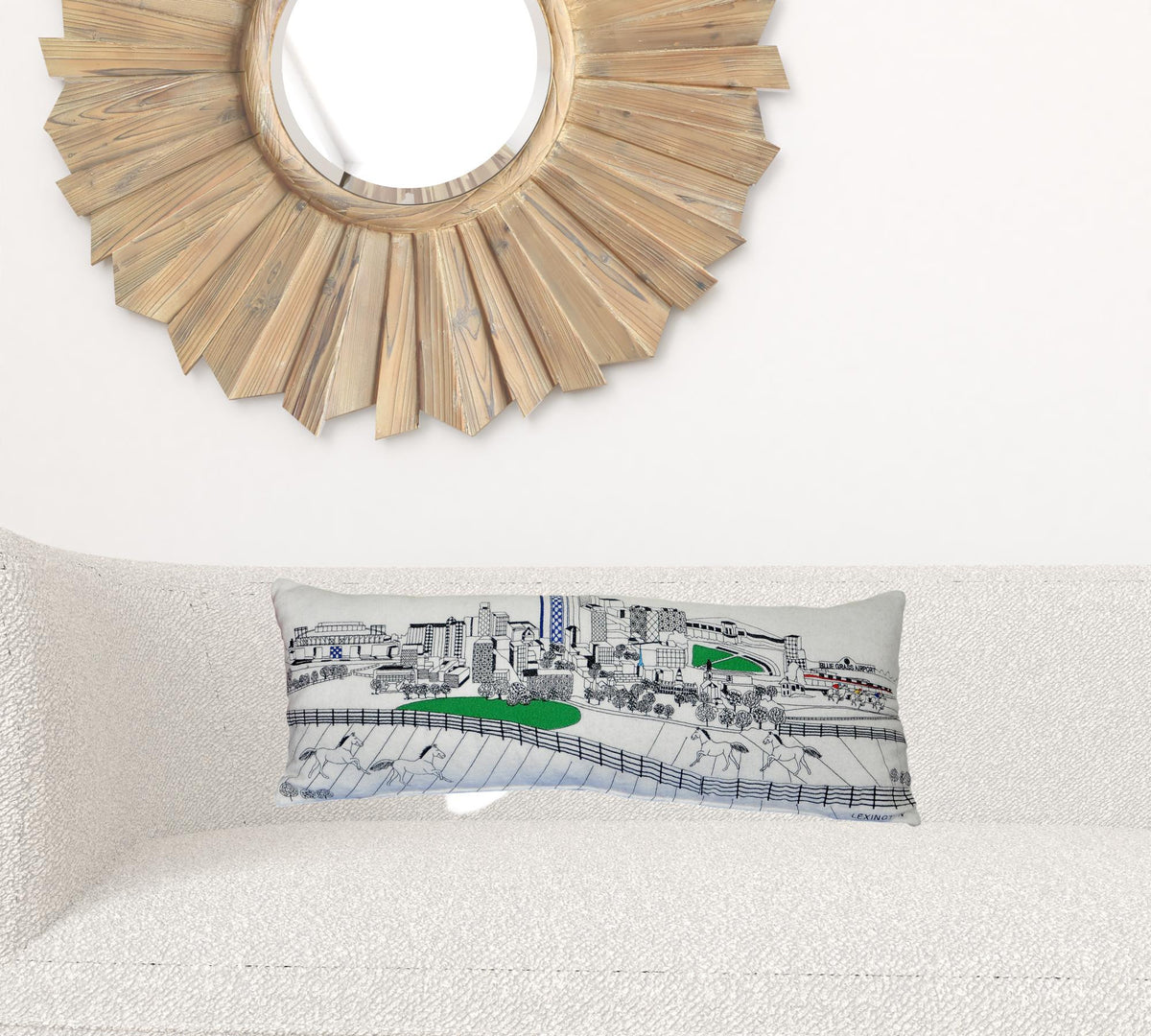 35" White Lexington Daylight Skyline Lumbar Decorative Pillow