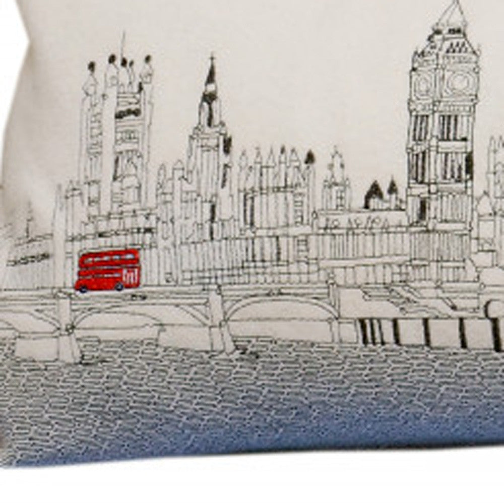 35" White London Daylight Skyline Lumbar Decorative Pillow