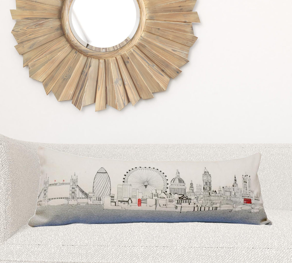 35" White London Daylight Skyline Lumbar Decorative Pillow