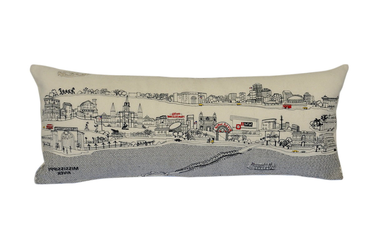 35" White New Orleans Daylight Skyline Lumbar Decorative Pillow